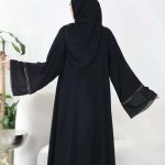 عباية كلوش طرحة طبقات تطريز ذهبي