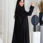 عباية كريب اسود موديل كلر