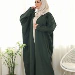 عباية كريب زيتي سادة