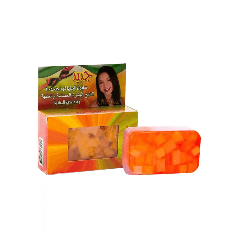 5728b845-4b45-4390-9ee6-1c1872ecdbdd-1000x1000-pvbOdg4Gt7ppcBx17FCLNa6StFHVVGjEUmpzFu9R.png صابونة الببايا فروتي 4×1 بيور سكين 135 جم - الصورة 1