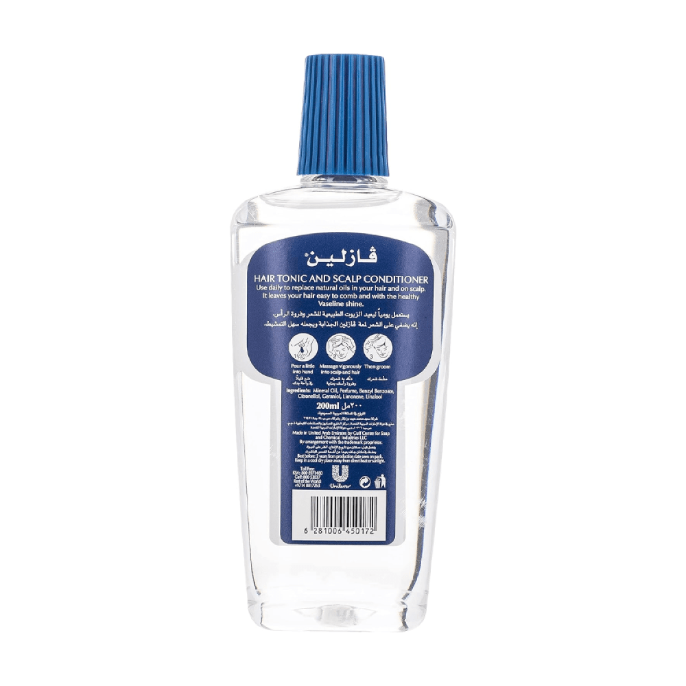 6694a3eb-b140-45c9-bcad-7d4e7a3020fc-1000x1000-eykql2yj5xONqBFxbB3ULUCqGFOWeW3CmfTwp78T.png فازلين تونك للشعر و منعش لفروة الرأس - 200مل - الصورة 1