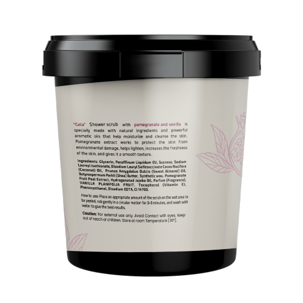 b255ee65-0462-41fb-bb1c-6a8647e10a29-1000x1000-gvkmhTLDZxahUFBsXMkQ2UAfbtGg2KlfMGXcVdYL.png مقشر سكر رغوي بالرمان والفانيلا من سيليا - 600 جم - الصورة 1